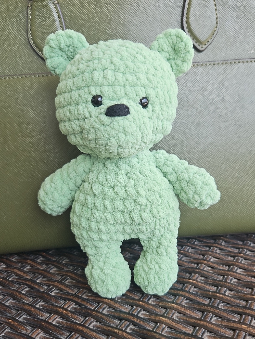 Handmade Crochet Amigurumi Green Teddy Bear